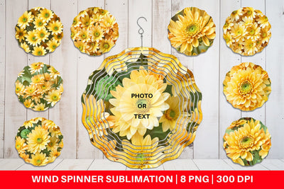Wind Spinner Chrysanthemum Pattern Sublimation artnoy 
