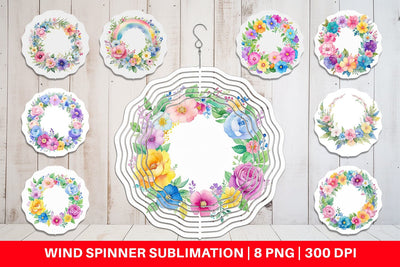 Wind Spinner Circular Floral Wreath Sublimation artnoy 