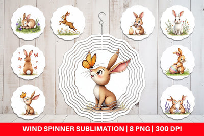Wind Spinner Classic Easter Bunnies in the Meadow Watercolor Sublimation artnoy 