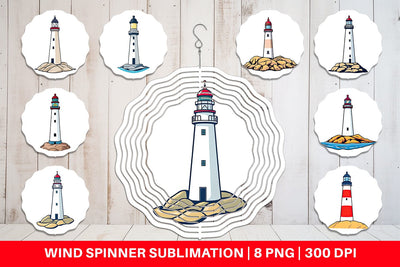 Wind Spinner Cliff Lighthouse Sublimation artnoy 