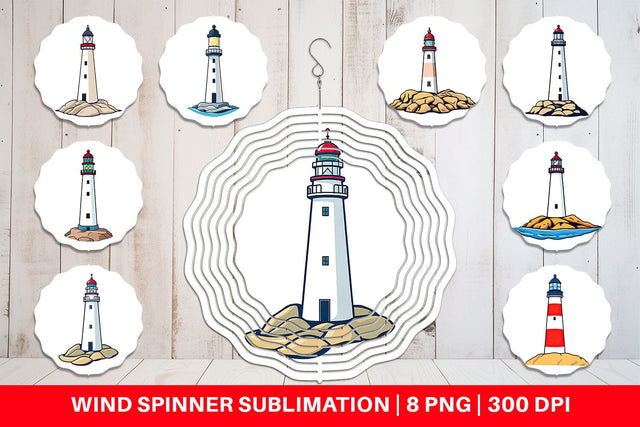 Wind Spinner Cliff Lighthouse Sublimation artnoy 