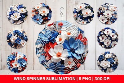 Wind Spinner Cobalt Flower Sublimation artnoy 