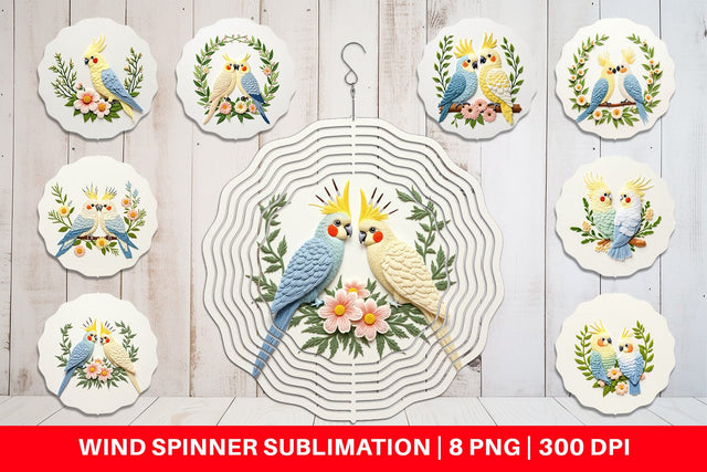 Wind Spinner Cockatiel Embroidery Sublimation artnoy 