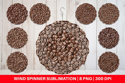 Wind Spinner Coffee Beans Pattern Sublimation artnoy 