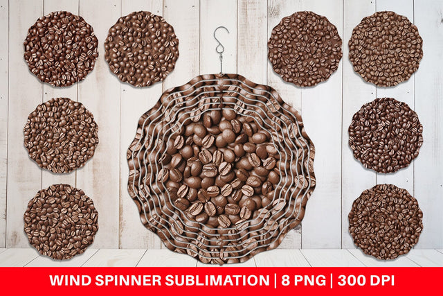 Wind Spinner Coffee Beans Pattern Sublimation artnoy 