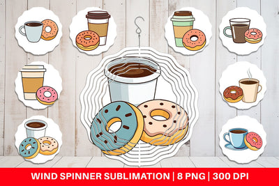 Wind Spinner Coffee Donut Sublimation artnoy 