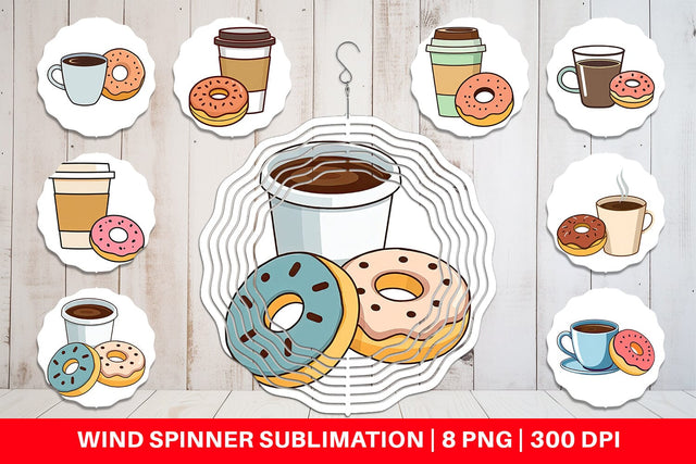 Wind Spinner Coffee Donut Sublimation artnoy 