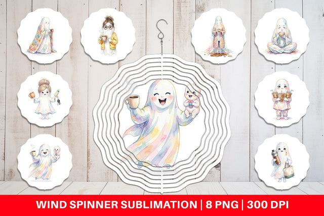 Wind Spinner Coffee Lover Mom Ghost Sublimation artnoy 