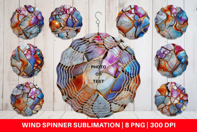Wind Spinner Colorful Liquid Marble Sublimation artnoy 