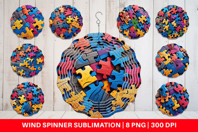 Wind Spinner Colorful Puzzle Pieces Sublimation artnoy 