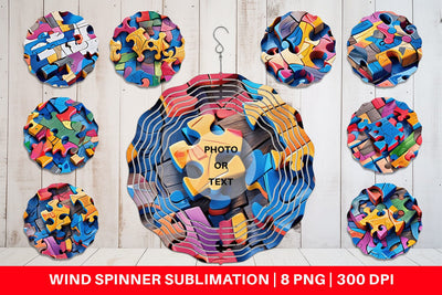 Wind Spinner Colorful Puzzles Pattern Sublimation artnoy 