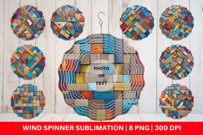 Wind Spinner Colorful Wood Mosaic Sublimation artnoy 