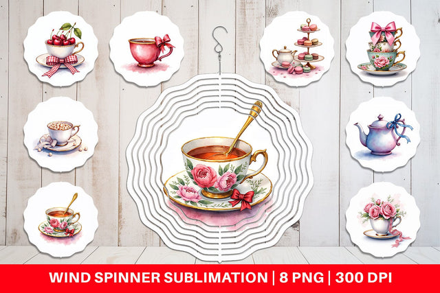 Wind Spinner Coquette Teacups Sublimation artnoy 