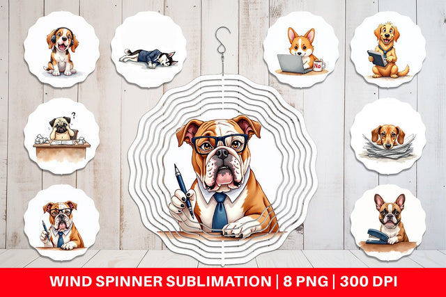 Wind Spinner Corporate Canines Sarcastic Office Dog Watercolors Sublimation artnoy 