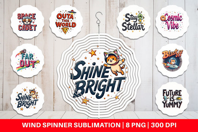 Wind Spinner Cosmic Cravings 80s Retro Kawaii Space Quotes Sublimation artnoy 