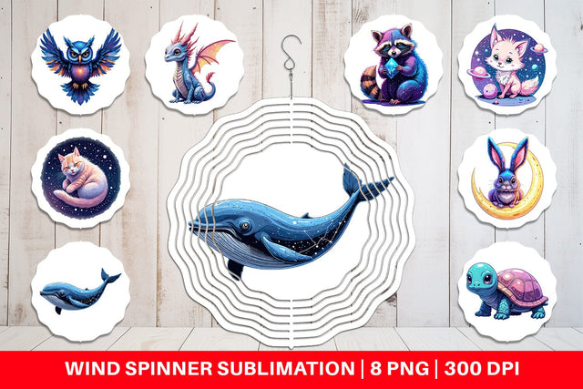 Wind Spinner Cosmic Kawaii Critters Sublimation artnoy 