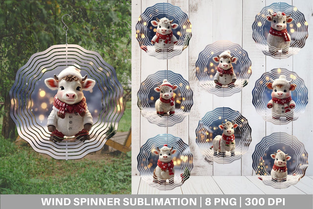 Wind Spinner Cow Christmas Sublimation artnoy 