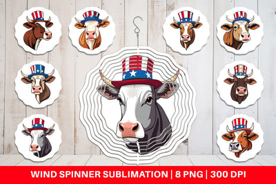 Wind Spinner Cow Patriotic Sublimation artnoy 