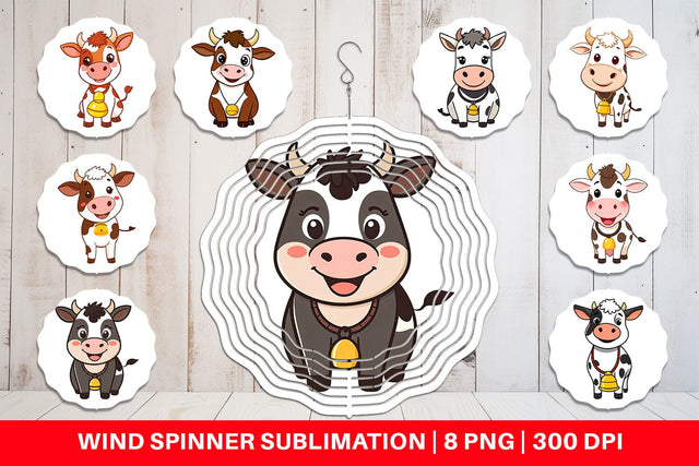 Wind Spinner Cow with Bell Sublimation artnoy 