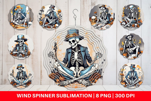 Wind Spinner Cowboy Skeleton Sublimation artnoy 