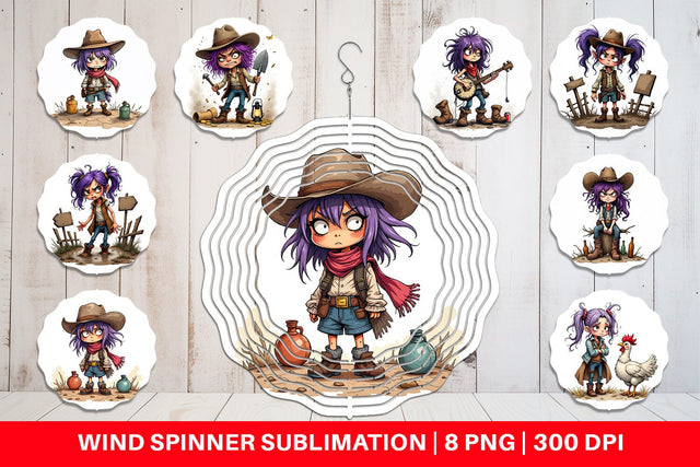 Wind Spinner Cowgirl Chaos Sublimation artnoy 