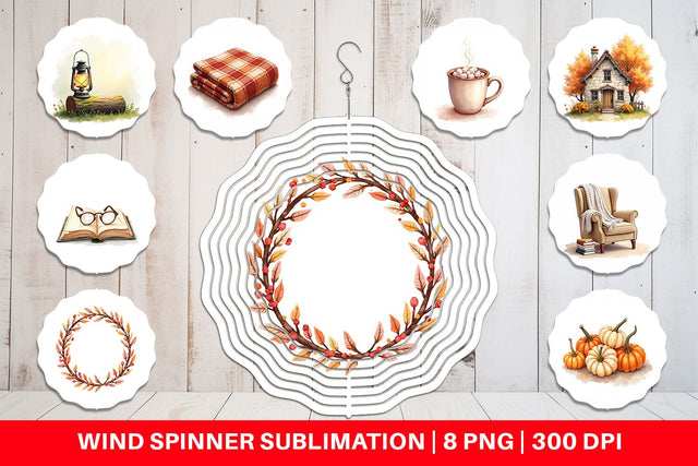 Wind Spinner Cozy Autumn Cottage Sublimation artnoy 