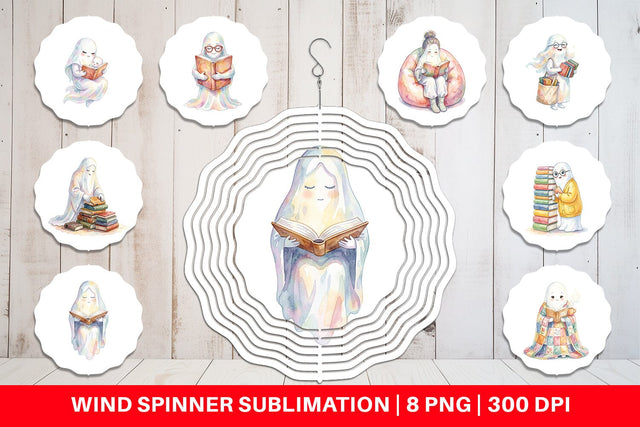 Wind Spinner Cozy Bookworm Mom Ghost Sublimation artnoy 