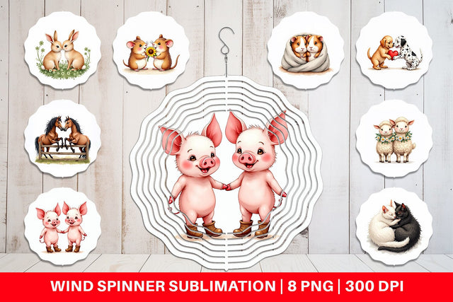 Wind Spinner Cozy Critters & Cuddles Watercolor Sublimation artnoy 