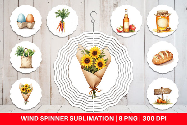 Wind Spinner Cozy Fall Farmers Market Sublimation artnoy 