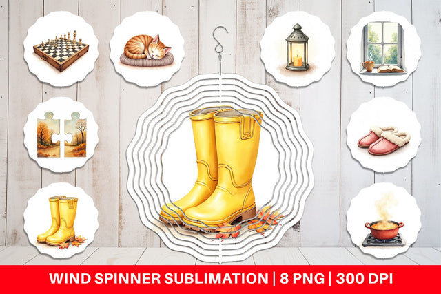 Wind Spinner Cozy Rainy Day Sublimation artnoy 