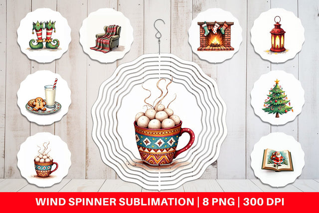 Wind Spinner Cozy Retro Christmas Sublimation artnoy 