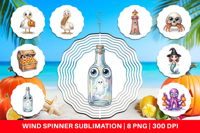 Wind Spinner Creepy Coastal Summerween Sublimation artnoy 