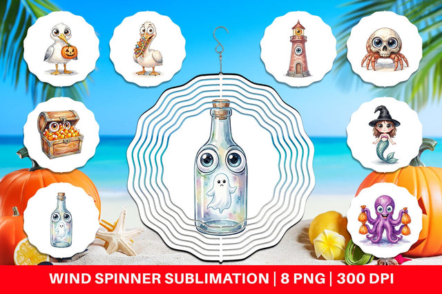 Wind Spinner Creepy Coastal Summerween Sublimation artnoy 