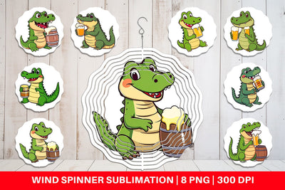 Wind Spinner Crocodile Beer Day Sublimation artnoy 