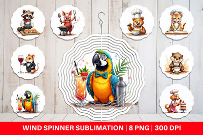 Wind Spinner Culinary Cuties Professional Animal Chefs Sublimation artnoy 