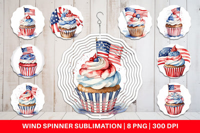 Wind Spinner Cupcake 4th of July Sublimation artnoy 