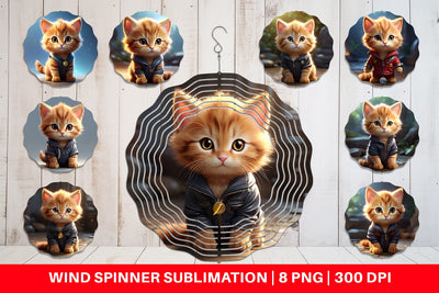 Wind Spinner Cute Baby Cat Sublimation artnoy 