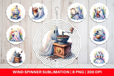 Wind Spinner Cute Barista Coffee Ghost Sublimation artnoy 