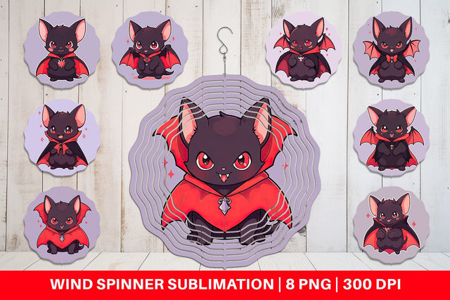 Wind Spinner Cute Bat Halloween Sublimation artnoy 