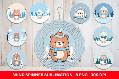 Wind Spinner Cute Bear Winter Sublimation artnoy 