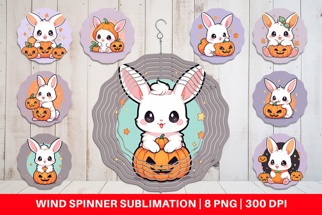 Wind Spinner Cute Bunny Halloween Sublimation artnoy 