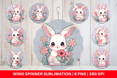 Wind Spinner Cute Bunny Illustration Sublimation artnoy 