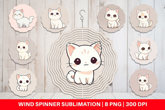 Wind Spinner Cute Cartoon Cat Sublimation artnoy 
