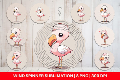 Wind Spinner Cute Cartoon Flamingo Sublimation artnoy 