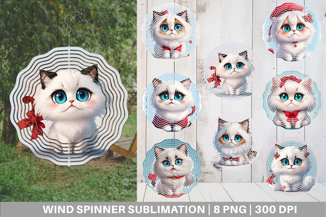Wind Spinner Cute Cat Christmas Sublimation artnoy 