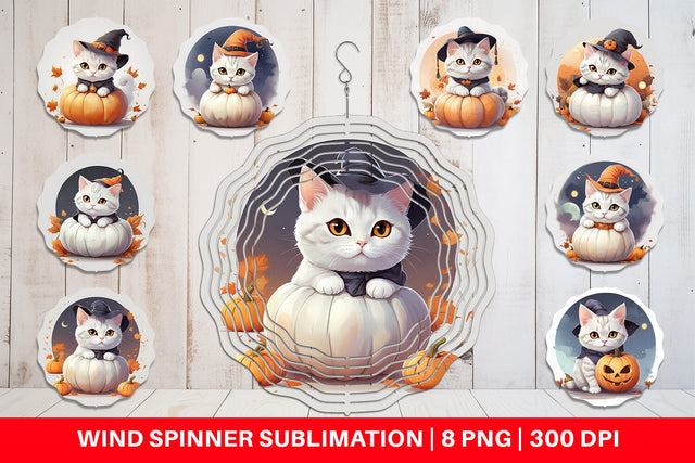 Wind Spinner Cute Cat Halloween Sublimation artnoy 