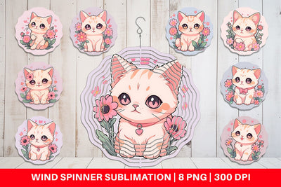 Wind Spinner Cute Cat Illustration Sublimation artnoy 