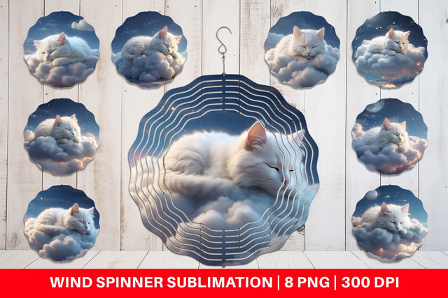 Wind Spinner Cute Cat Sleeping Sublimation artnoy 