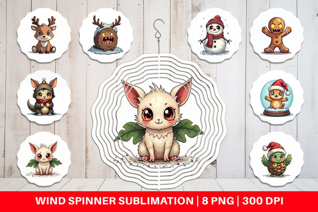 Wind Spinner Cute Christmas Characters Sublimation artnoy 