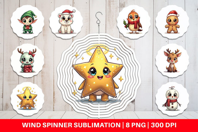 Wind Spinner Cute Christmas Creatures Sublimation artnoy 